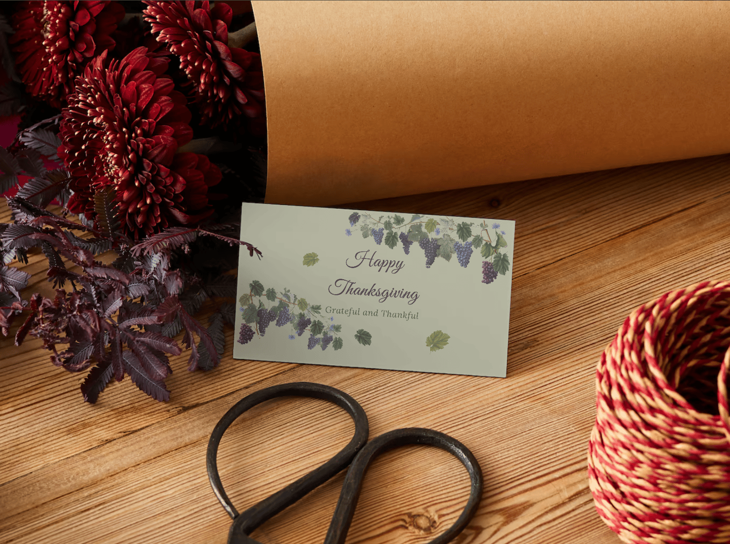 Customizable Elegant Grape Harvest Gift/Favor Tag| Digital Canva Template. Mock card front view