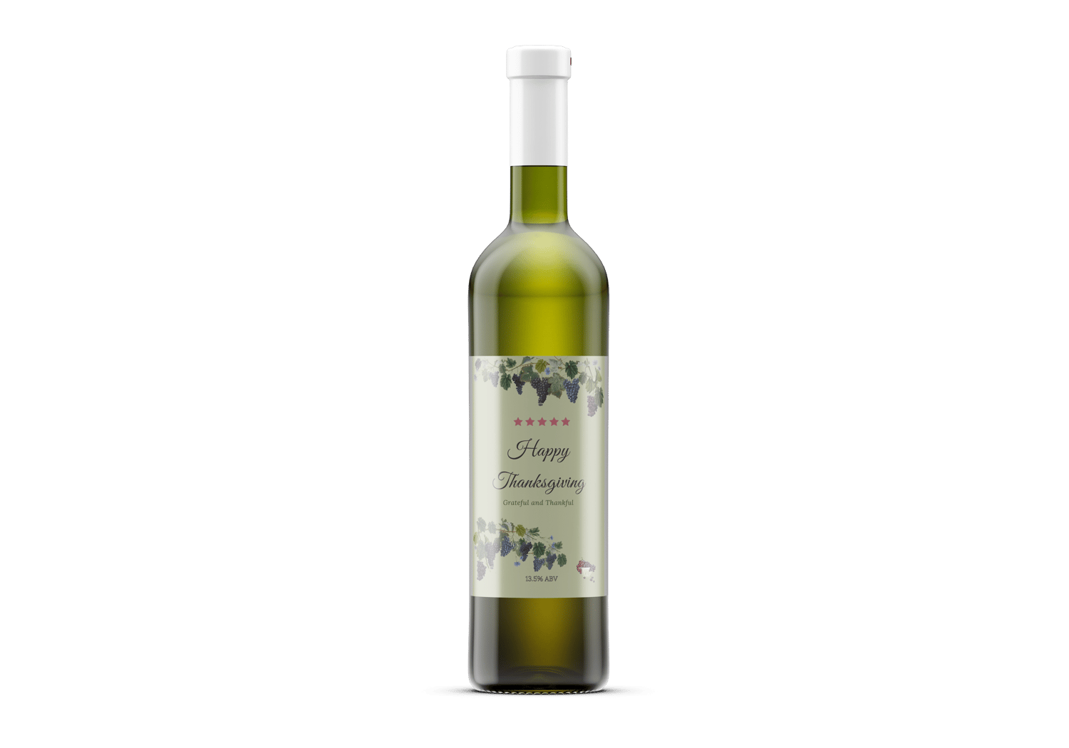 Customizable Elegant Grape Harvest Sticker Label 4"x6" | Digital Canva Template. Mock sticker on green wine bottle