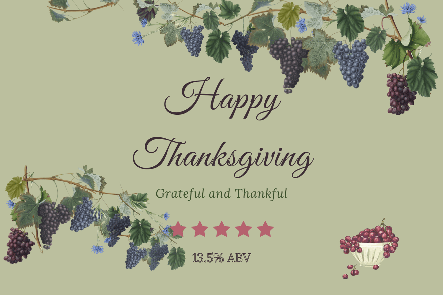 Customizable Elegant Grape Harvest Sticker Label 6"x4" | Digital Canva Template. Sticker design