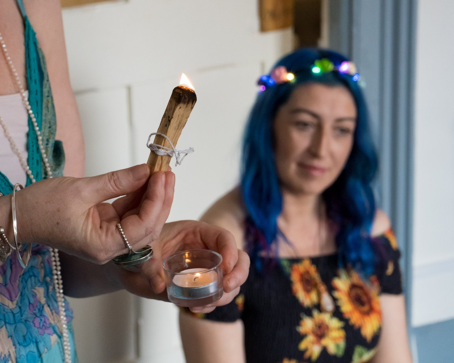 palo santo, flame, candle, woman, guru circles