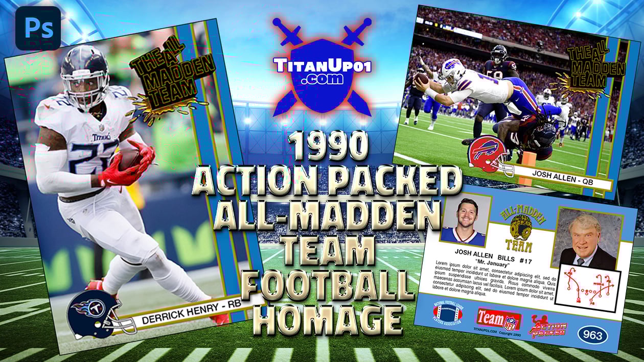 1990 Action Packed All Madden Team Football Homage Photoshop PSD Templates
