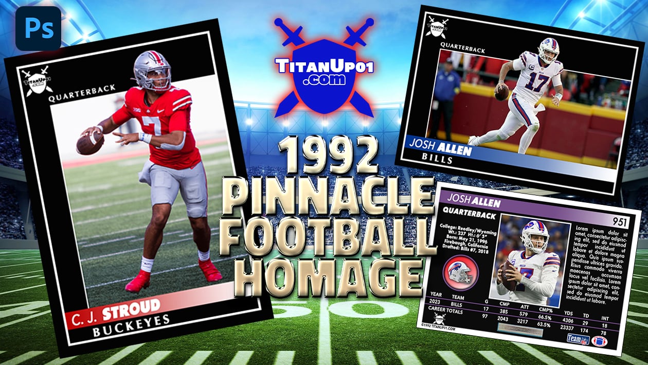 1992 Pinnacle Football Homage Photoshop PSD Templates