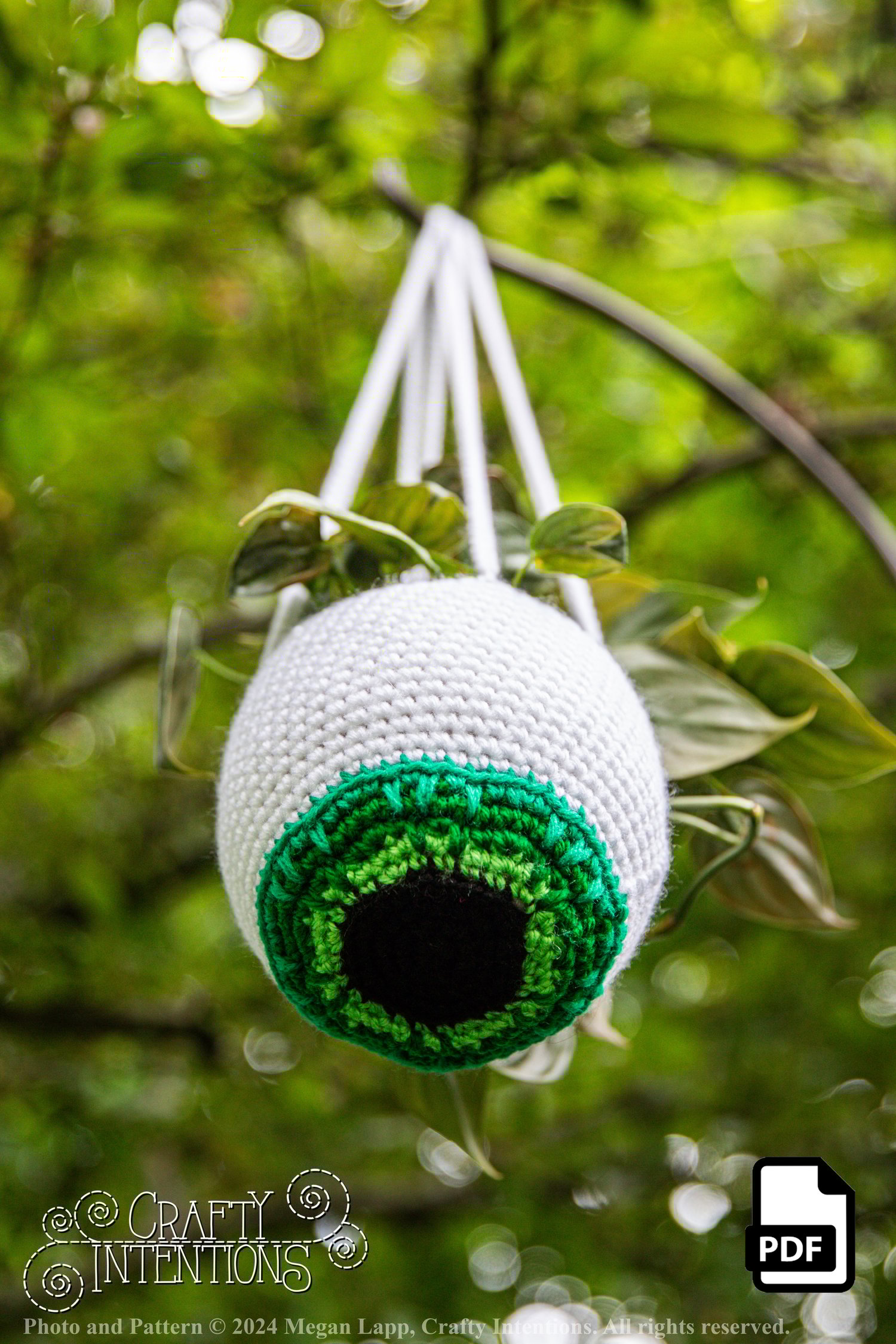 Hanging Eyeball Planter Cozy Digital PDF Crochet Pattern by Crafty