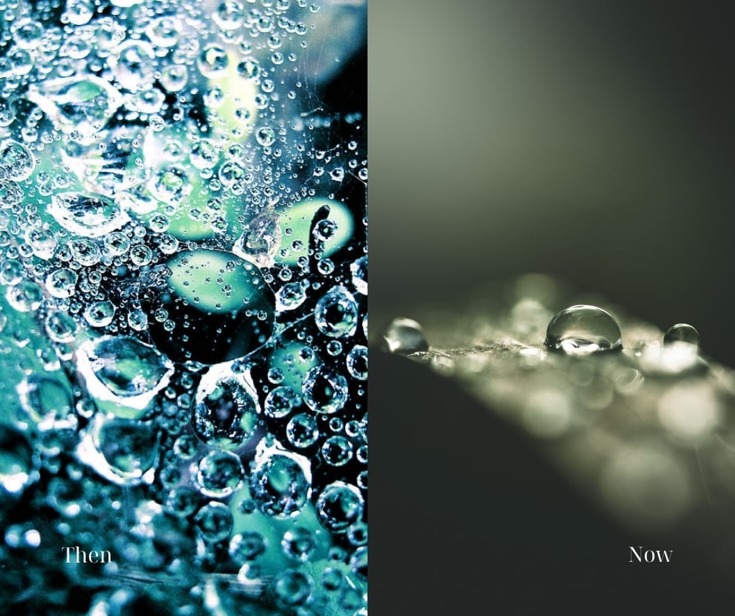 photo of droplets then and now