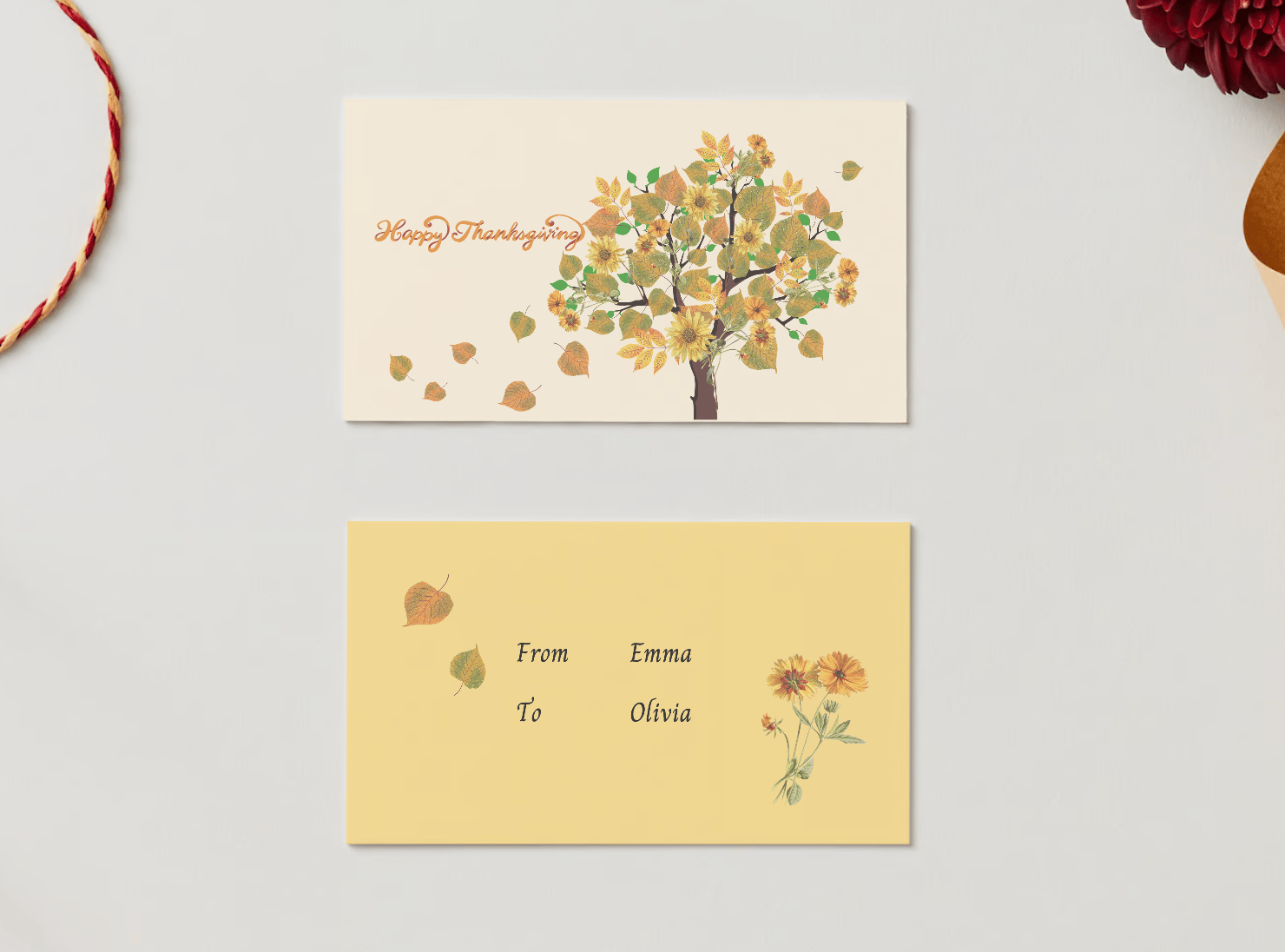 Abundant Vibrant Tree Canva Template Bundle | 6 Customizable Designs | Holiday Season Digital Download. Mock gift/favor tag front and back view