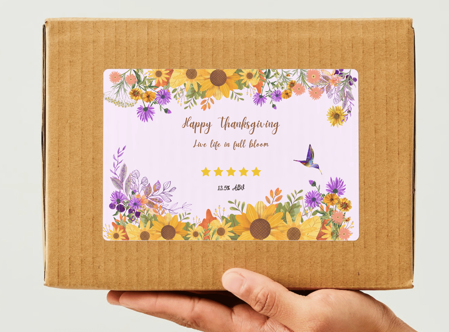 Vibrant Floral Abundance Canva Template Bundle | 6 Customizable Designs | Holiday Season Digital Download. Mock sticker label 6"x4" on box
