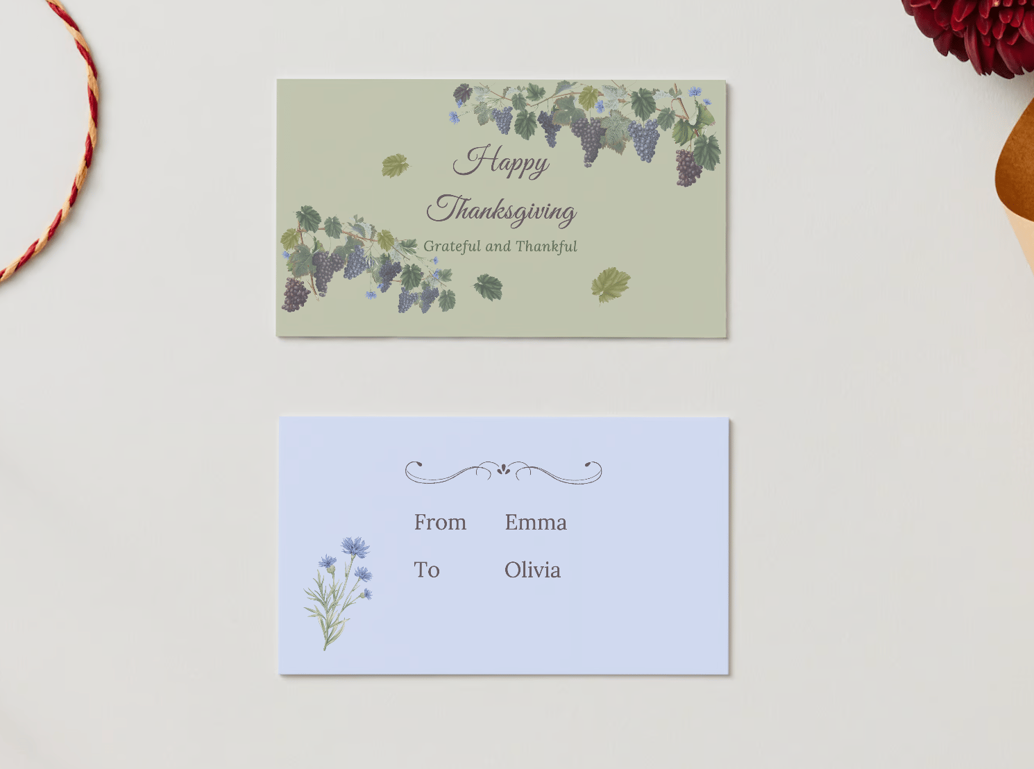Elegant Grape Harvest Canva Template Bundle | 6 Customizable Designs | Holiday Season Digital Download. Mock gift/favor tag front and back views
