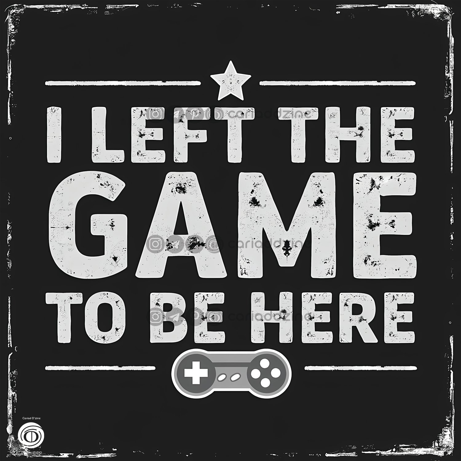 vintage gaming art, nostalgic design, gaming culture, distressed typography, Cariad Dzine design