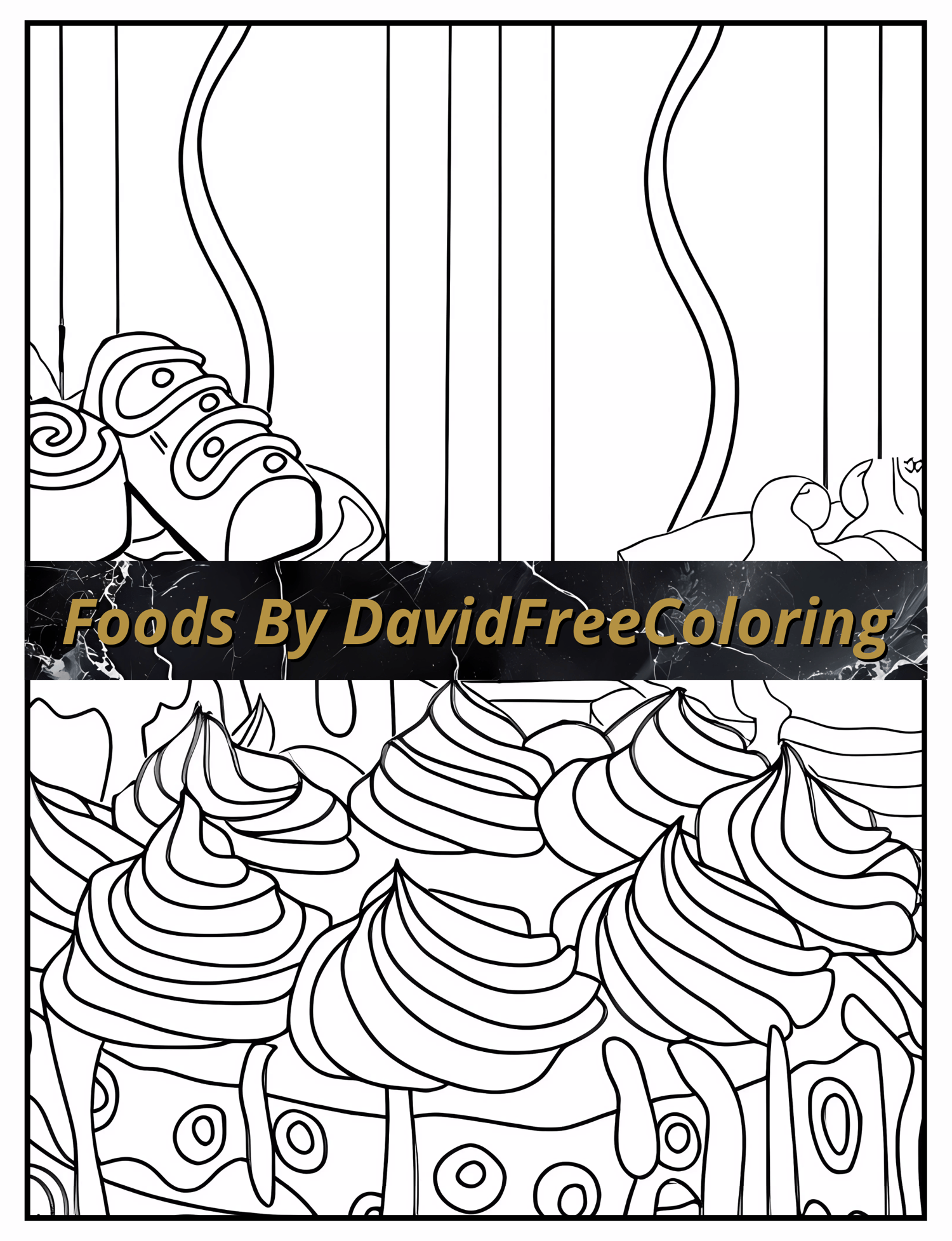 Foods Coloring Book Yummy Food Images for Adult Coloring Pages Foods printable coloring book Foods gift for adult PDF Download PNG