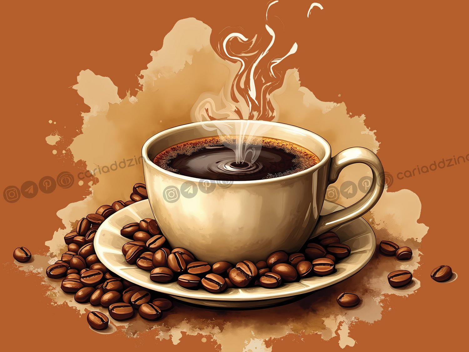 coffee art, coffee cups, colorful illustrations, beverage art, coffee culture, sensory experience, Cariad Dzine design, warm colors, artistic coffee designs