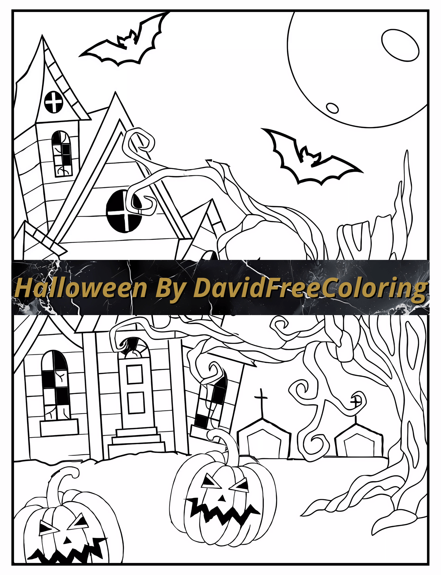 Halloween Coloring Book Spooky Halloween Image for Adult Coloring Page Halloween printable coloring book gift for adult PDF download PNG