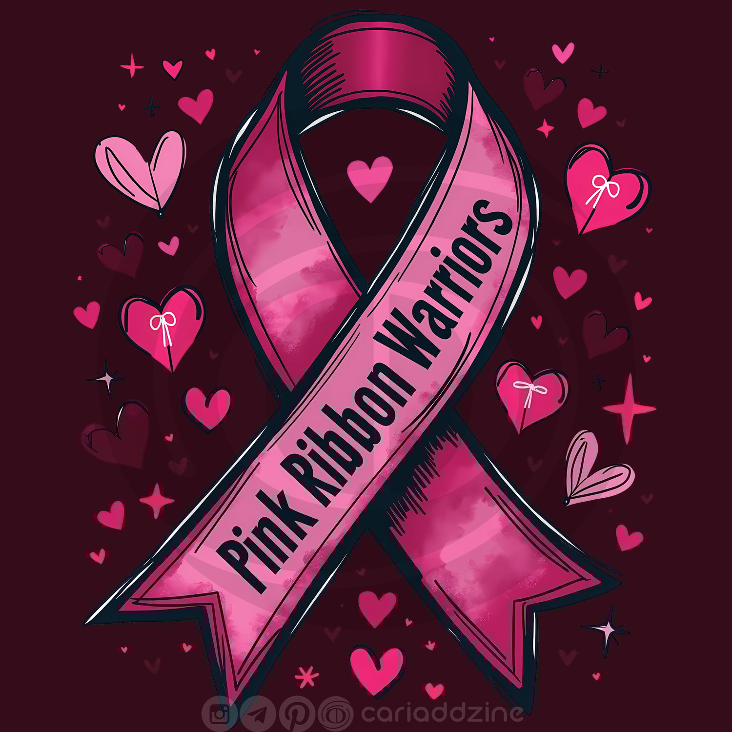 breast cancer awareness, October pink, pink ribbon designs, Halloween awareness, survivor art, Cariad Dzine design, empowerment graphics, support community, hope and resilience, humorous advocacy