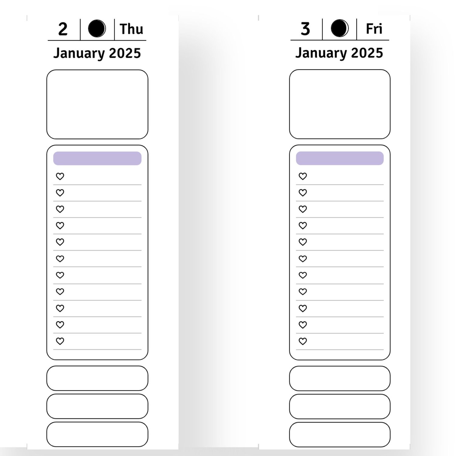 2025 Daily Planner in Mini Happy Planner size with colorful layouts and sections for organizing daily tasks, goals, and schedules.