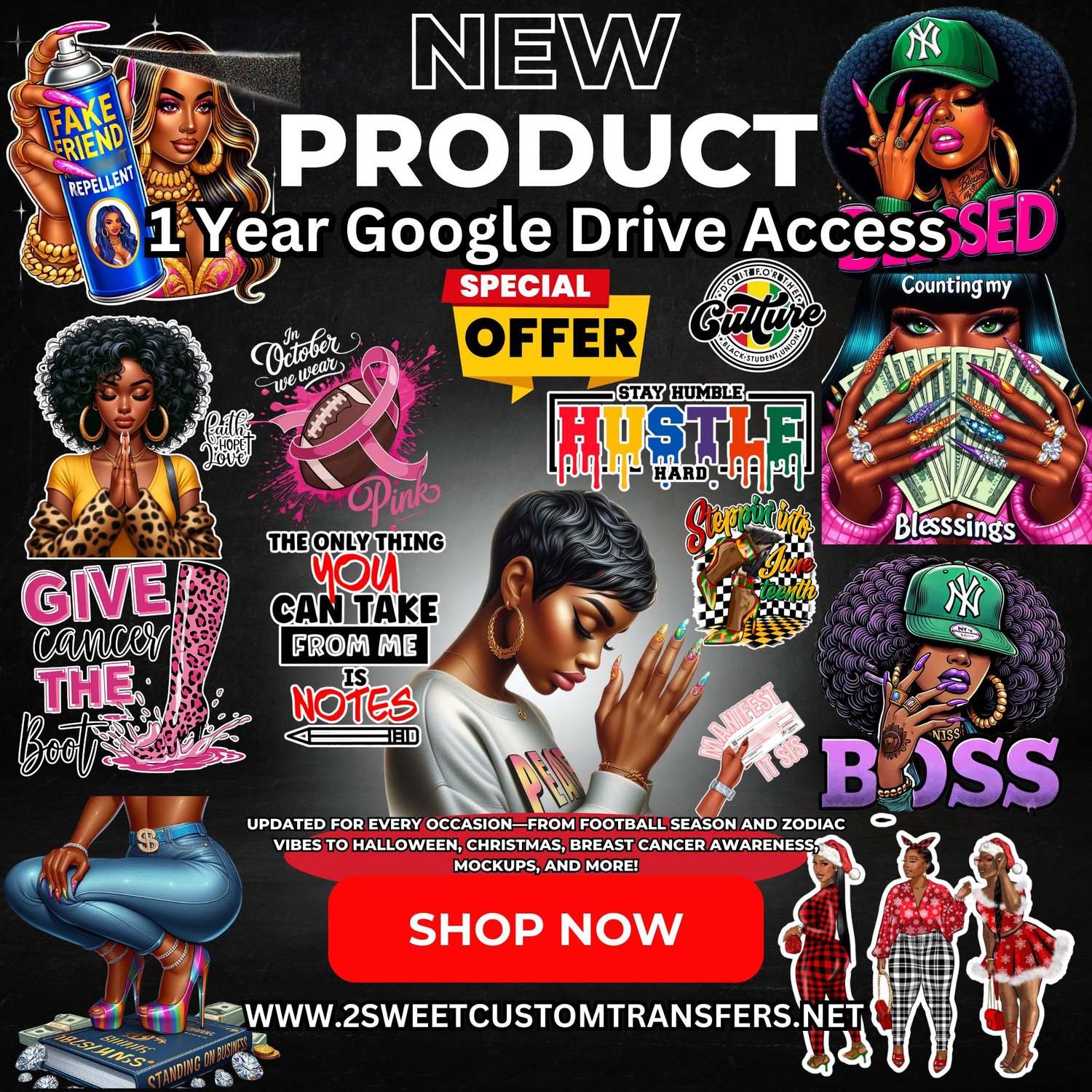 Christmas, Breast Cancer, Football, Basketball, Black Girl