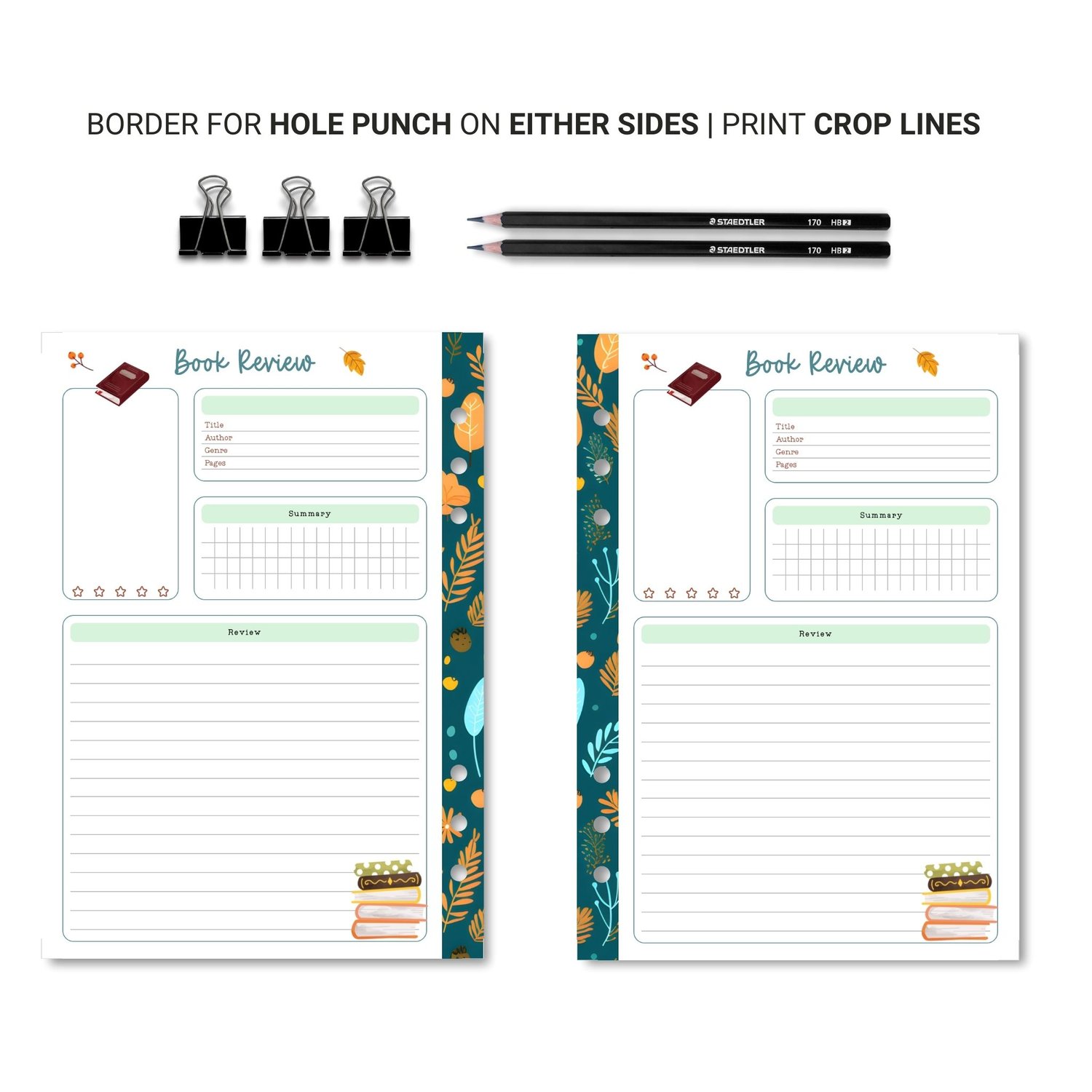 Autumn Book Reviews Planner | A5 Printable | Instant Download PDF | Book Club Organizer