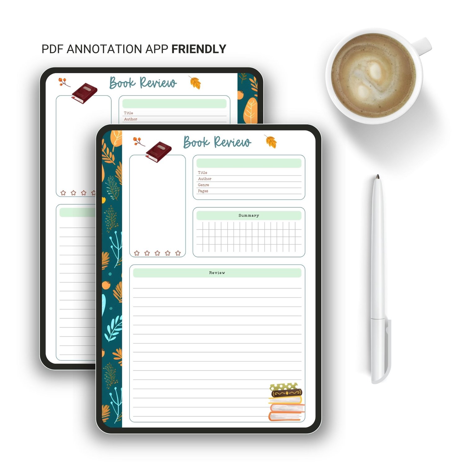 Autumn Book Reviews Planner | A5 Printable | Instant Download PDF | Book Club Organizer