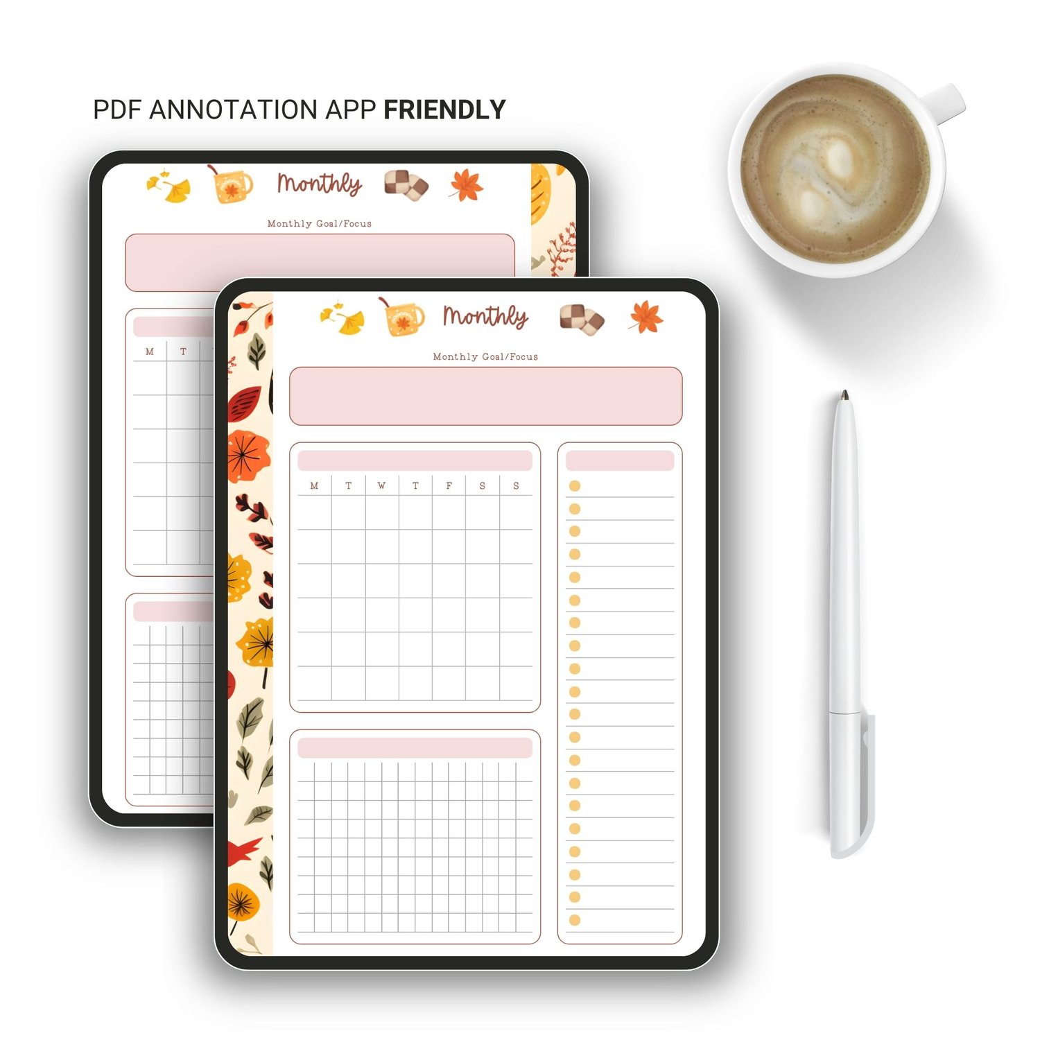 Autumn Monthly Overview Planner | A5 Printable | Instant Download PDF | Goal Setting