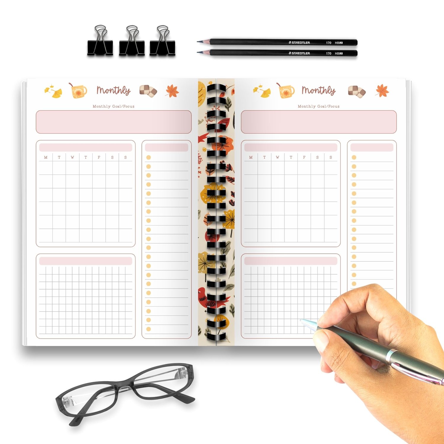 Autumn Monthly Overview Planner | A5 Printable | Instant Download PDF | Goal Setting