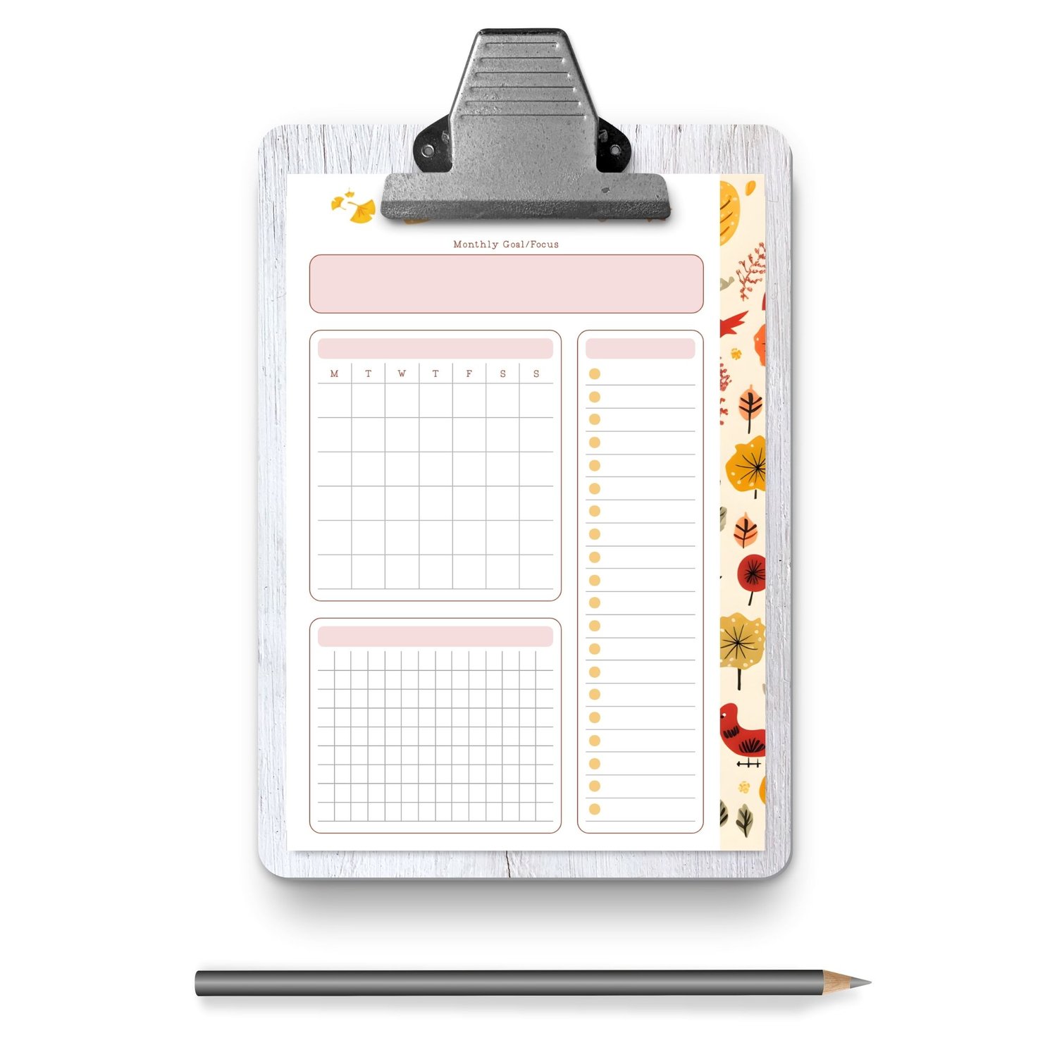 Autumn Monthly Overview Planner | A5 Printable | Instant Download PDF | Goal Setting