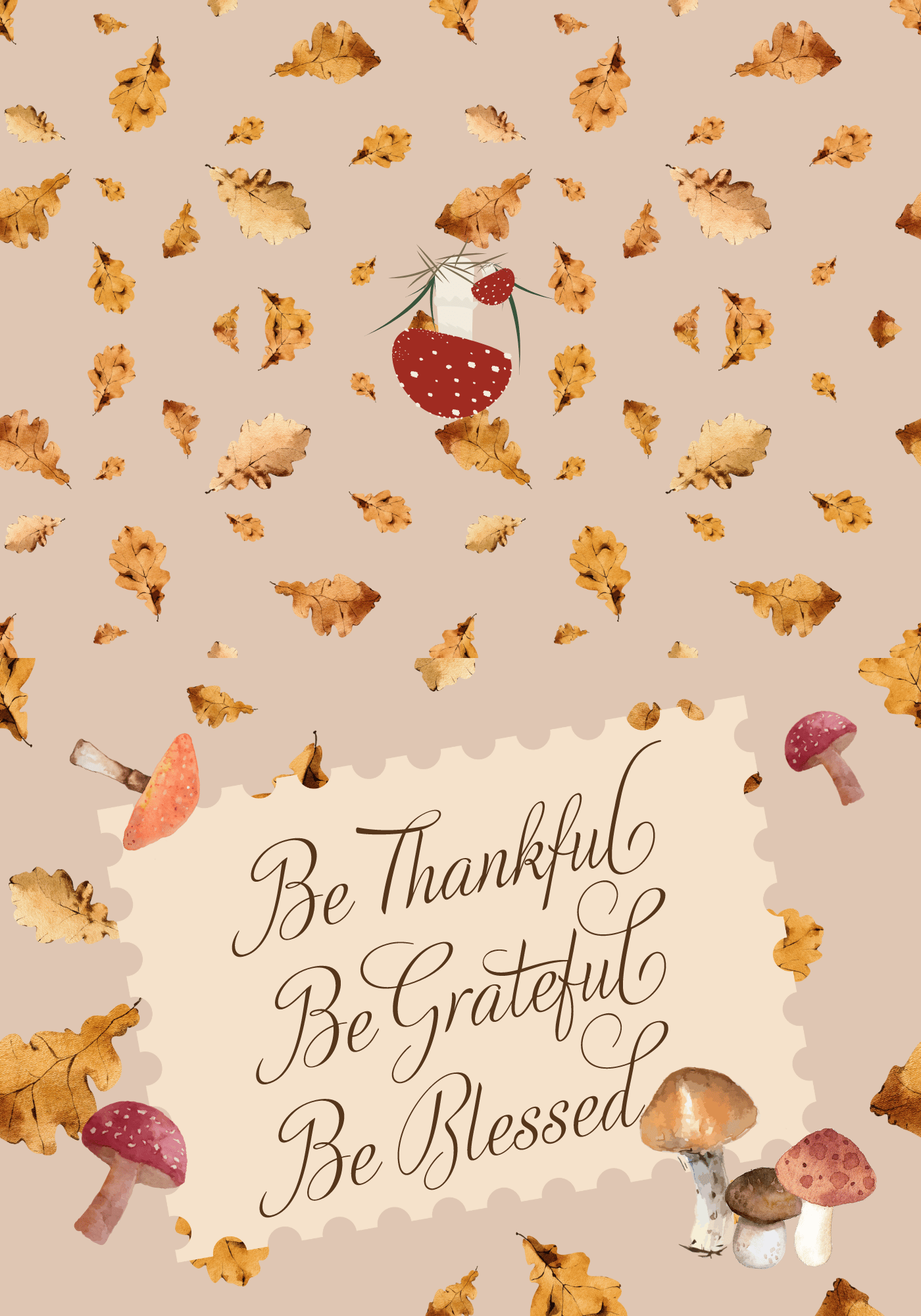 Customizable Warm Autumn Leaves Design Folded Card Landscape | Digital Canva Template. Outside design