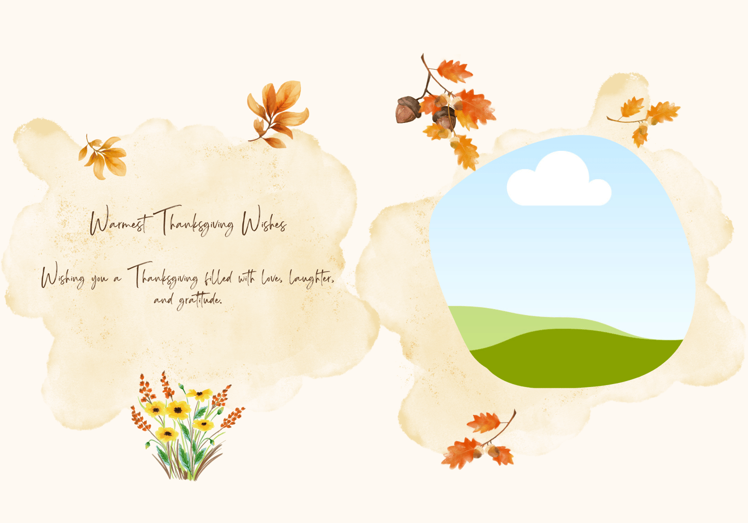Customizable Warm Gathering at Pumpkin Folded Card Portrait | Digital Canva Template. Inside design