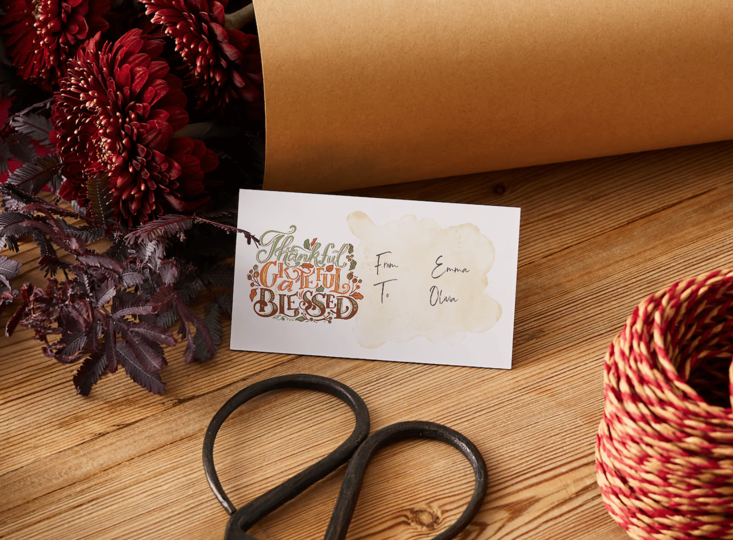Customizable Warm Gathering at Pumpkin Gift/Favor Tag| Digital Canva Template. Mock card back view