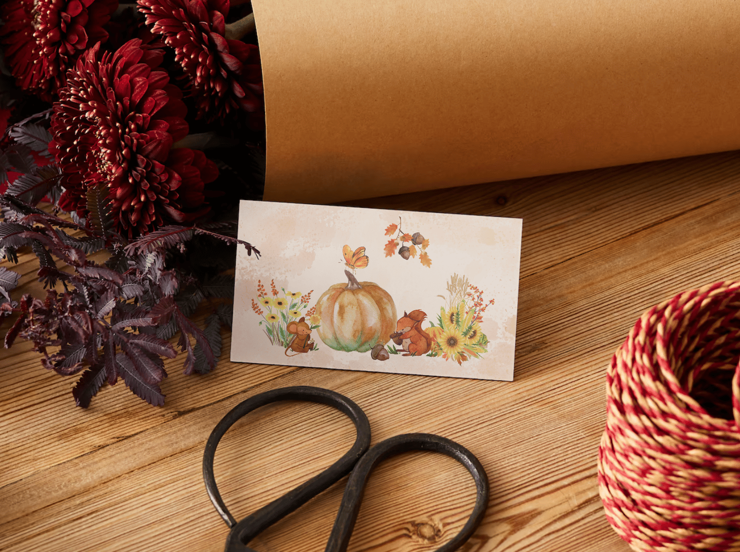 Customizable Warm Gathering at Pumpkin Gift/Favor Tag| Digital Canva Template. Mock card front view