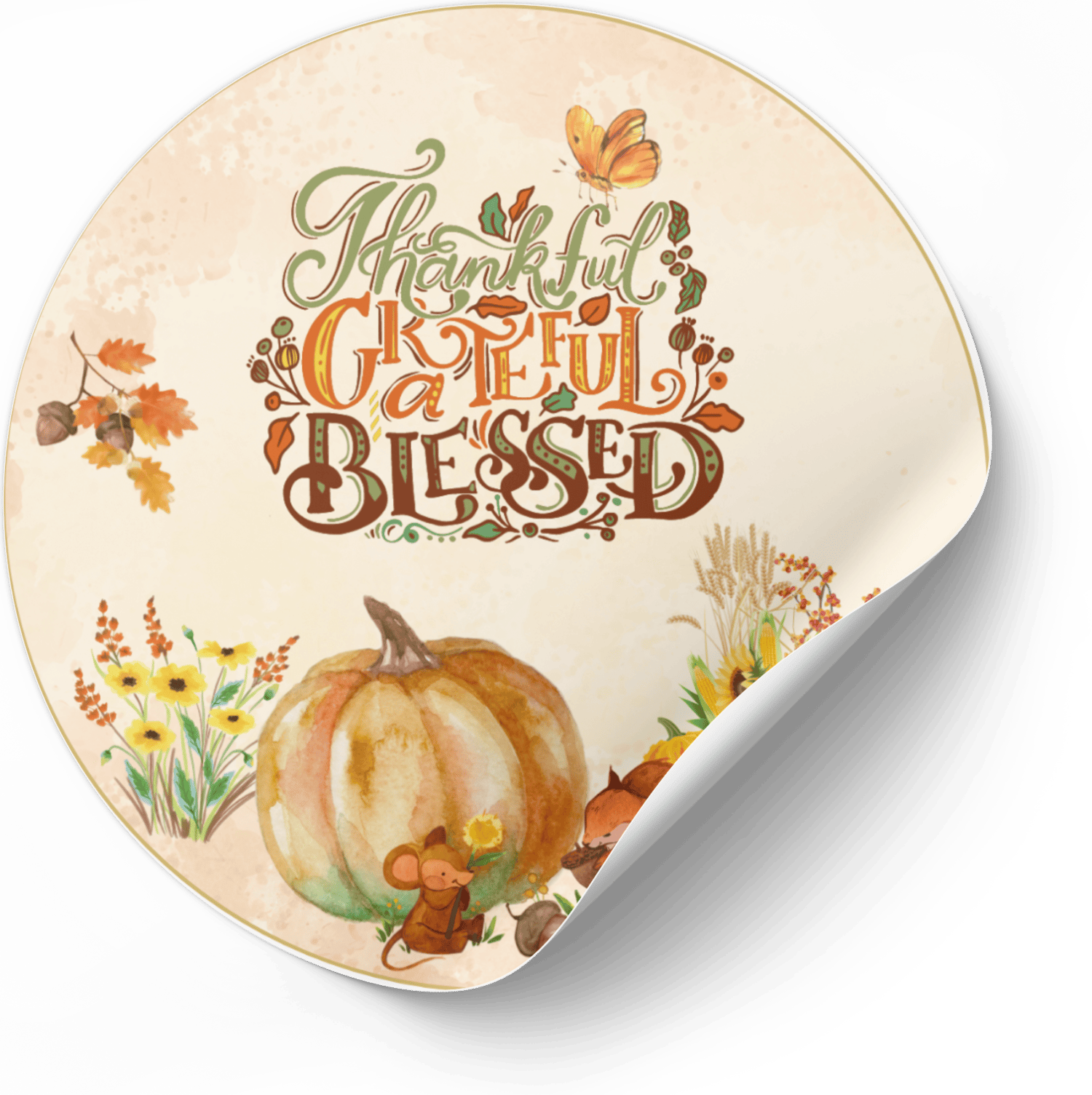 Customizable Warm Gathering at Pumpkin Circle Sticker | Digital Canva Template. Mock sticker