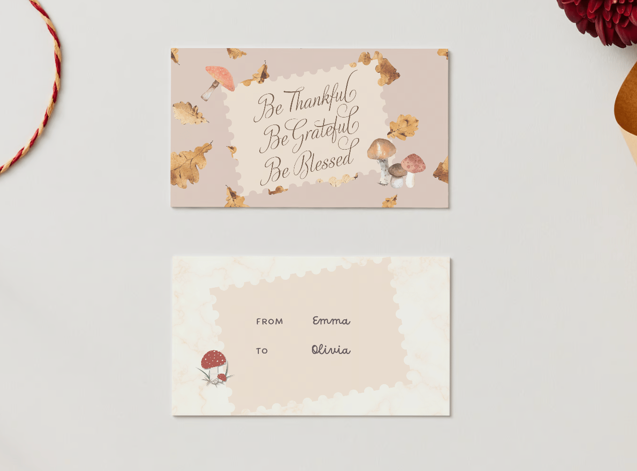Warm Autumn Leaves Design Canva Template Bundle | 6 Customizable Designs | Holiday Season Digital Download. Mock card front and back view