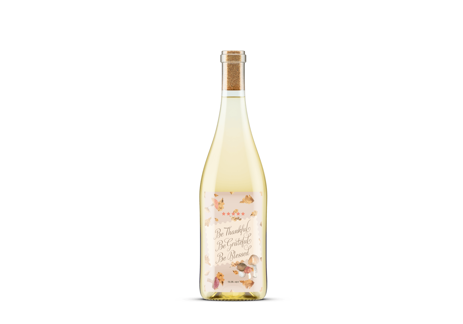 Warm Autumn Leaves Design Canva Template Bundle | 6 Customizable Designs | Holiday Season Digital Download. Mock sticker portrait on white wine bottle