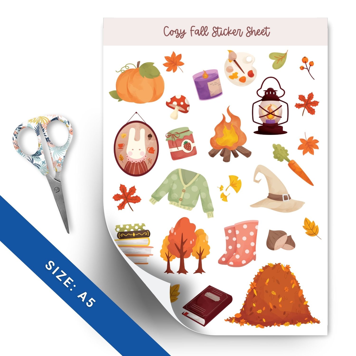 50+ Cozy Fall Stickers | Instant Download PDF | Autumn Planner Decorations
