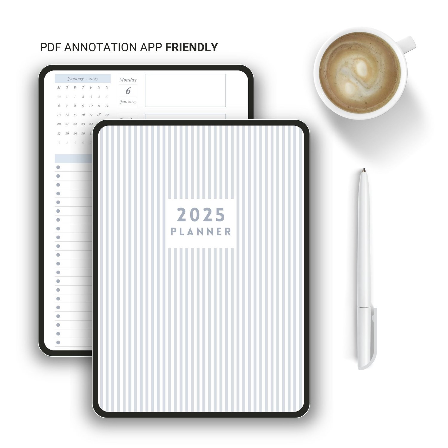Blue 2025 Printable Planner | 189 Pages | Instant Download PDF | Daily, Weekly, Monthly Organizer