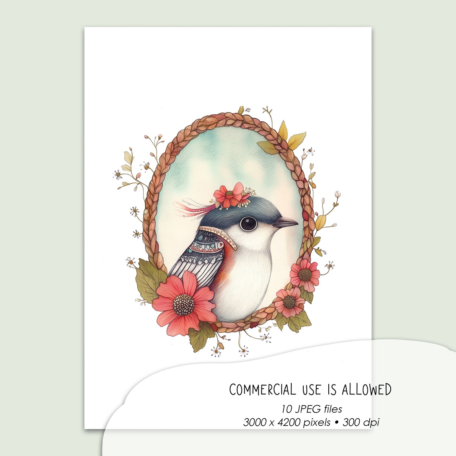 Bird Portraits Digital Postcard Set