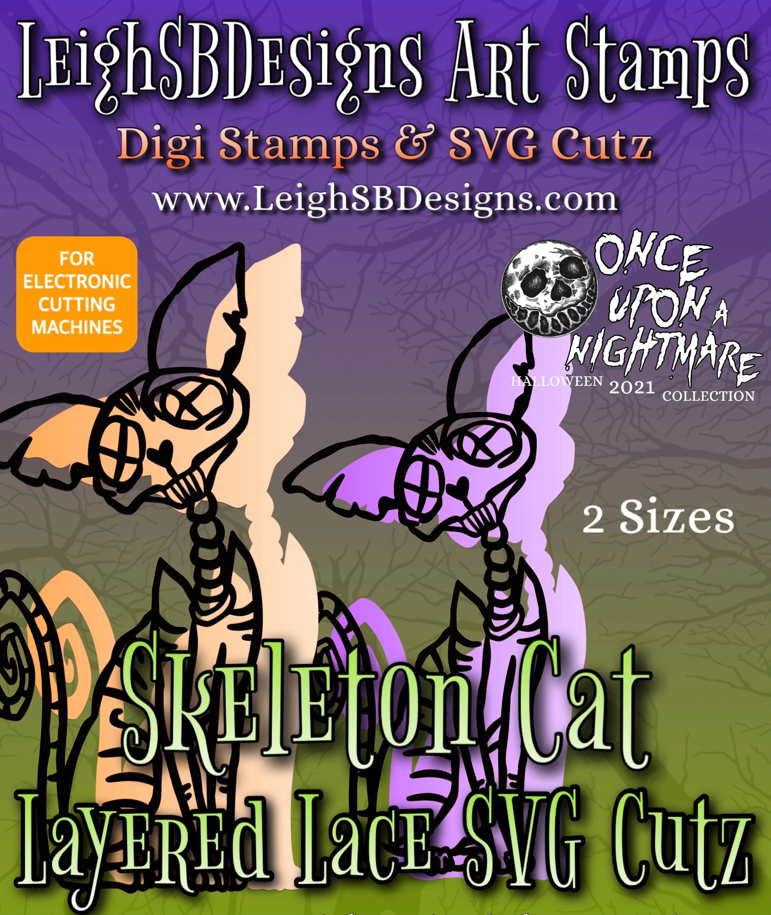 LeighSBDesigns Skeleton Cat SVG Cutz