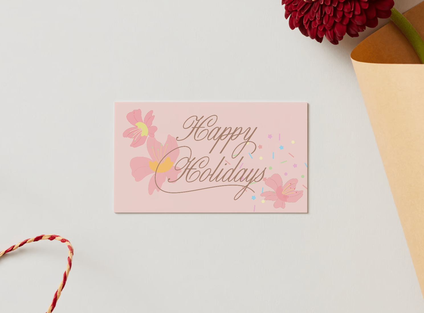 Customizable Nostalgic Asian Sweets Holiday Gift/Favor Tag| Digital Canva Template. Mock card front view