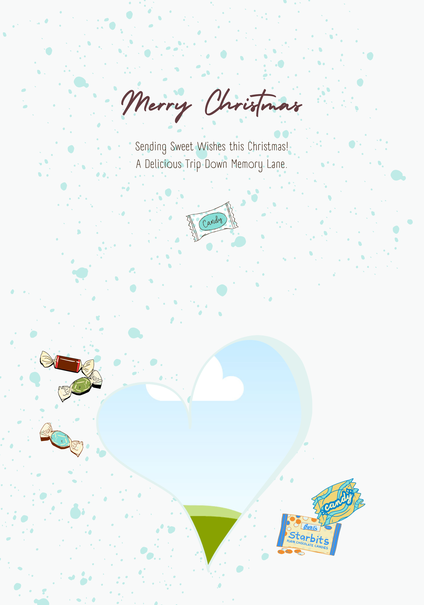 Customizable Nostalgic Christmas Tree with Sweets Folded Card Landscape | Digital Canva Template. Inside design