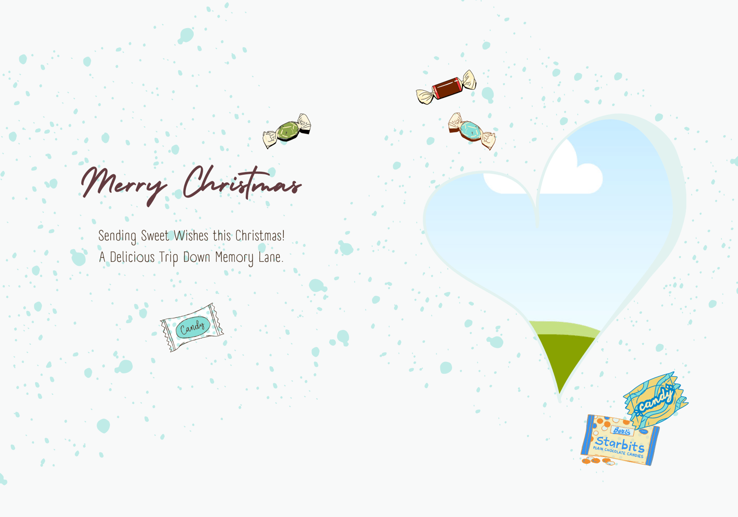 Customizable Nostalgic Christmas Tree with Sweets Folded Card Portrait | Digital Canva Template. Inside design