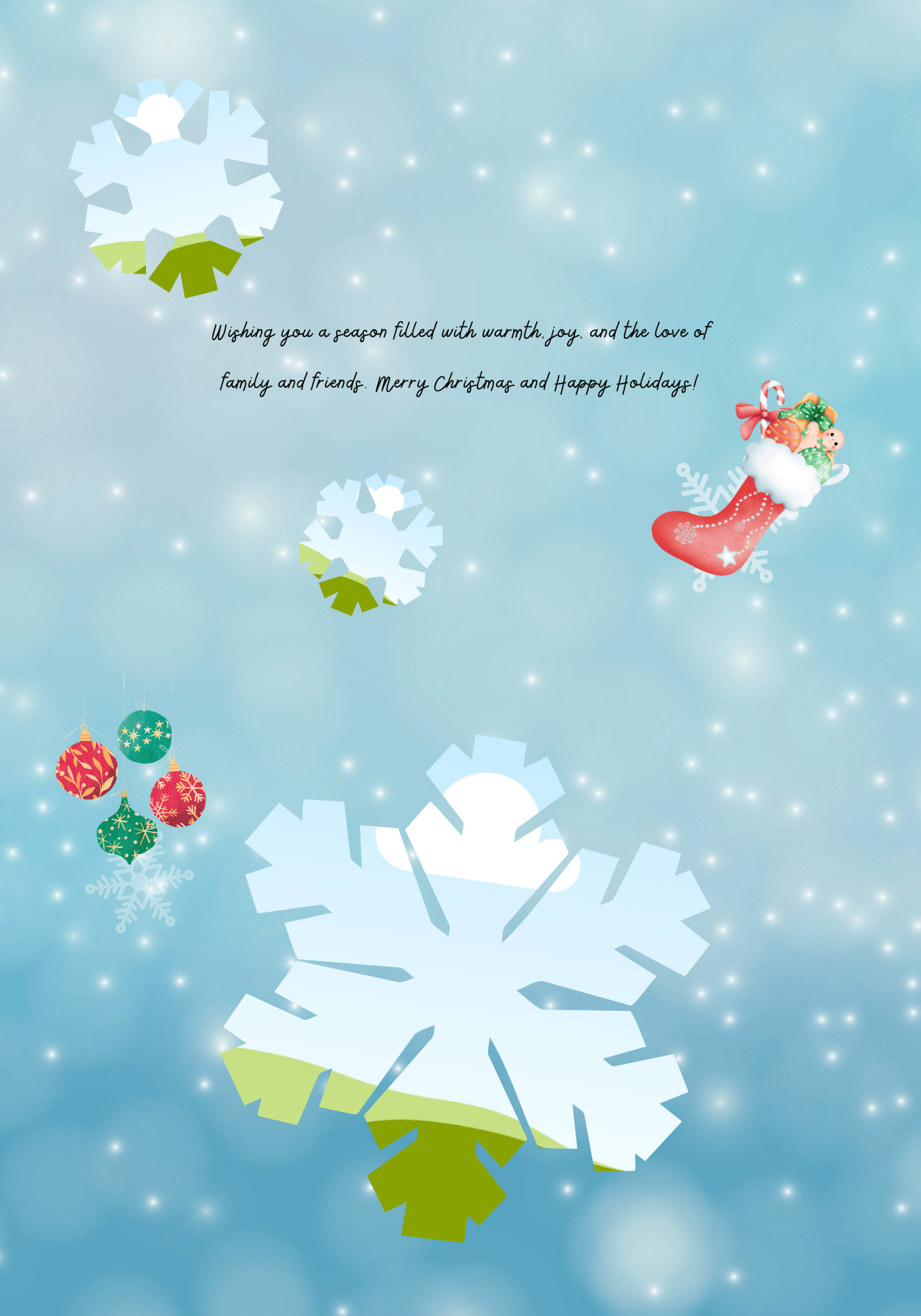 Customizable Cute Snowmen Christmas Wishes Folded Card Landscape | Digital Canva Template. Inside design