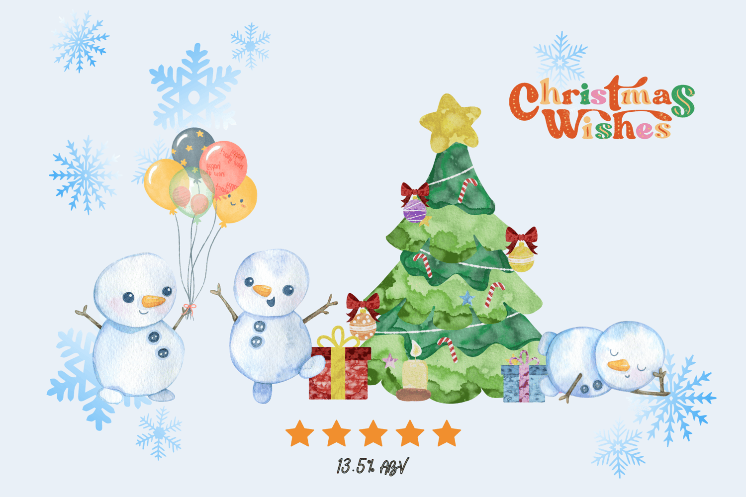 Customizable Cute Snowmen Christmas Wishes Sticker Label 6"x4" | Digital Canva Template. Design