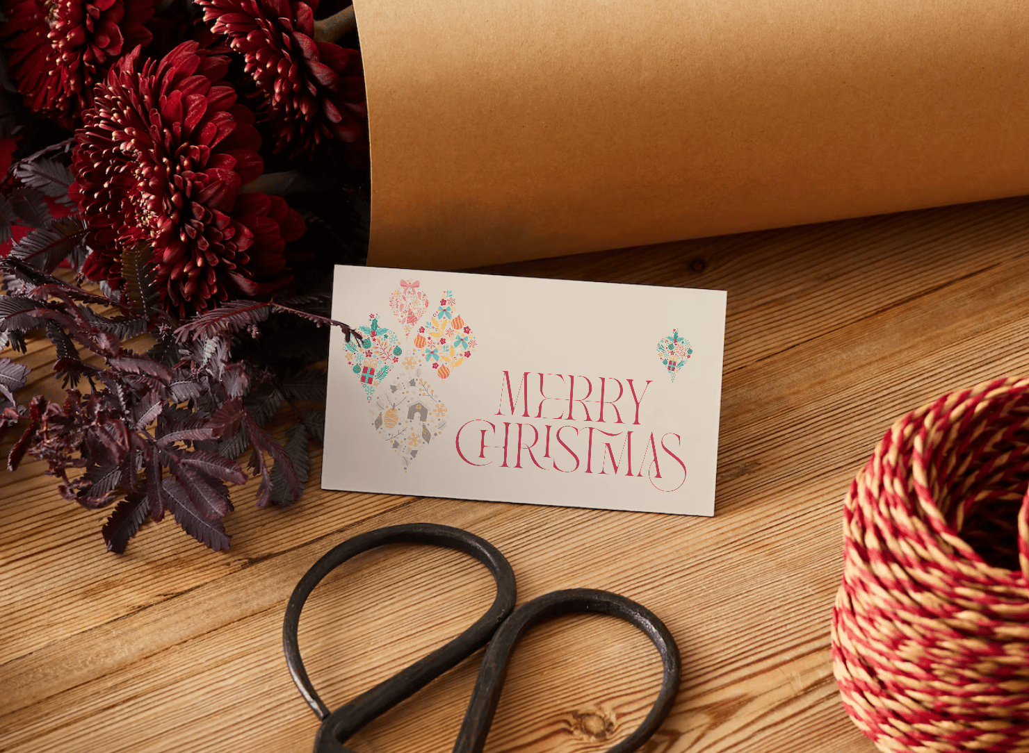 Customizable Colorful Christmas Motifs Decor Gift/Favor Tag| Digital Canva Template. Mock card front view