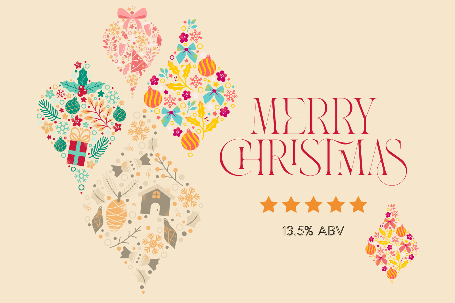 Customizable Colorful Christmas Motifs Decor Sticker Label 6"x4" | Digital Canva Template. Design