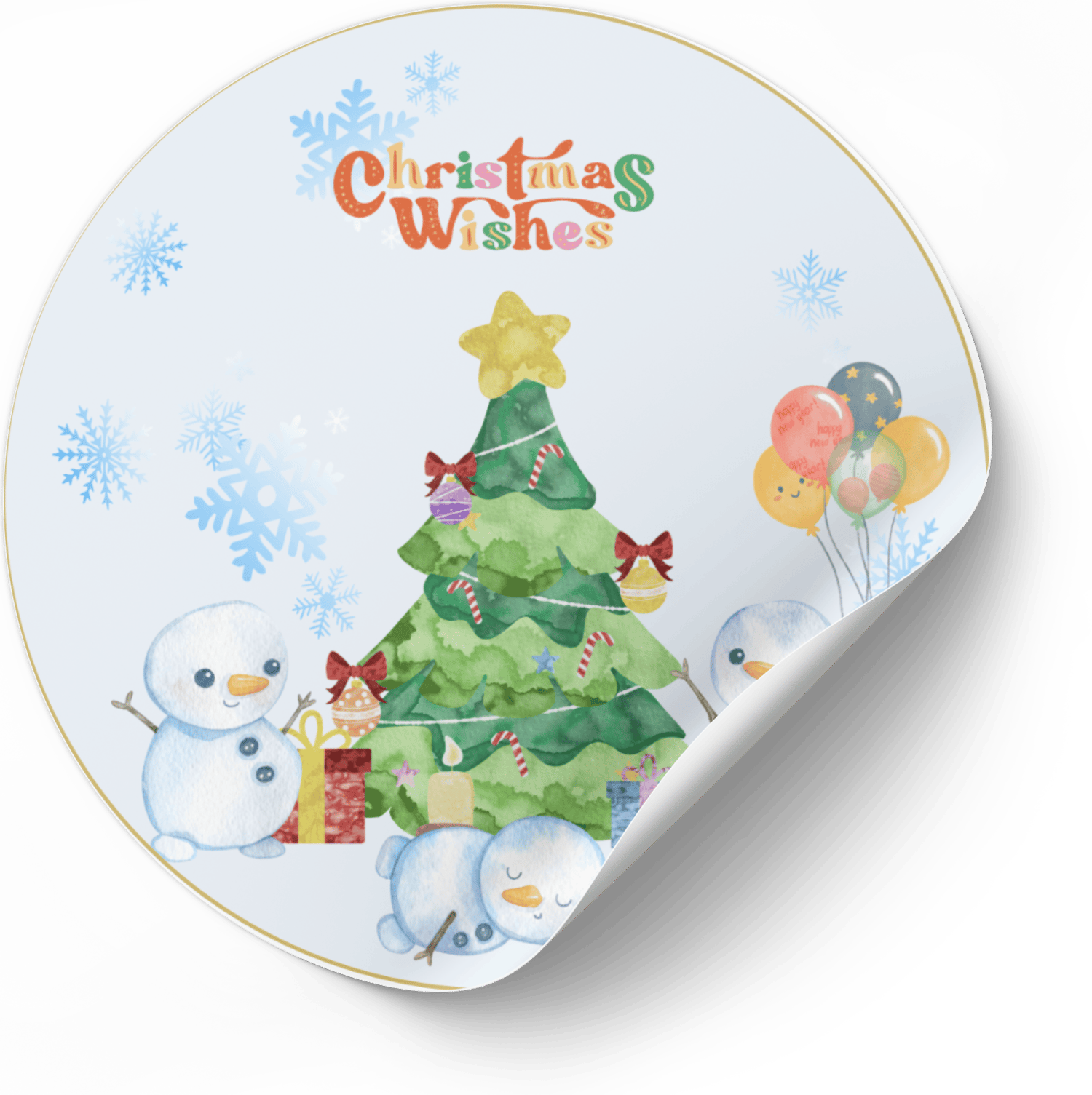 Cute Snowmen Christmas Wishes Canva Template Bundle | 6 Customizable Designs | Holiday Season Digital Download. Mock circle sticker