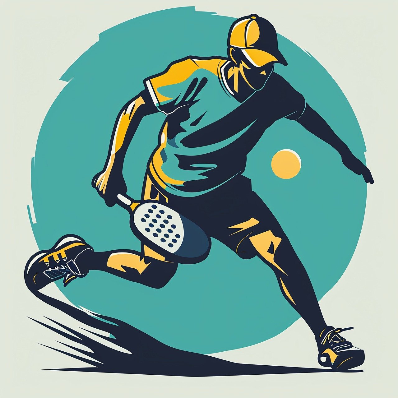 Dibujo en azul y amarillo de tenista-movimieto-acción