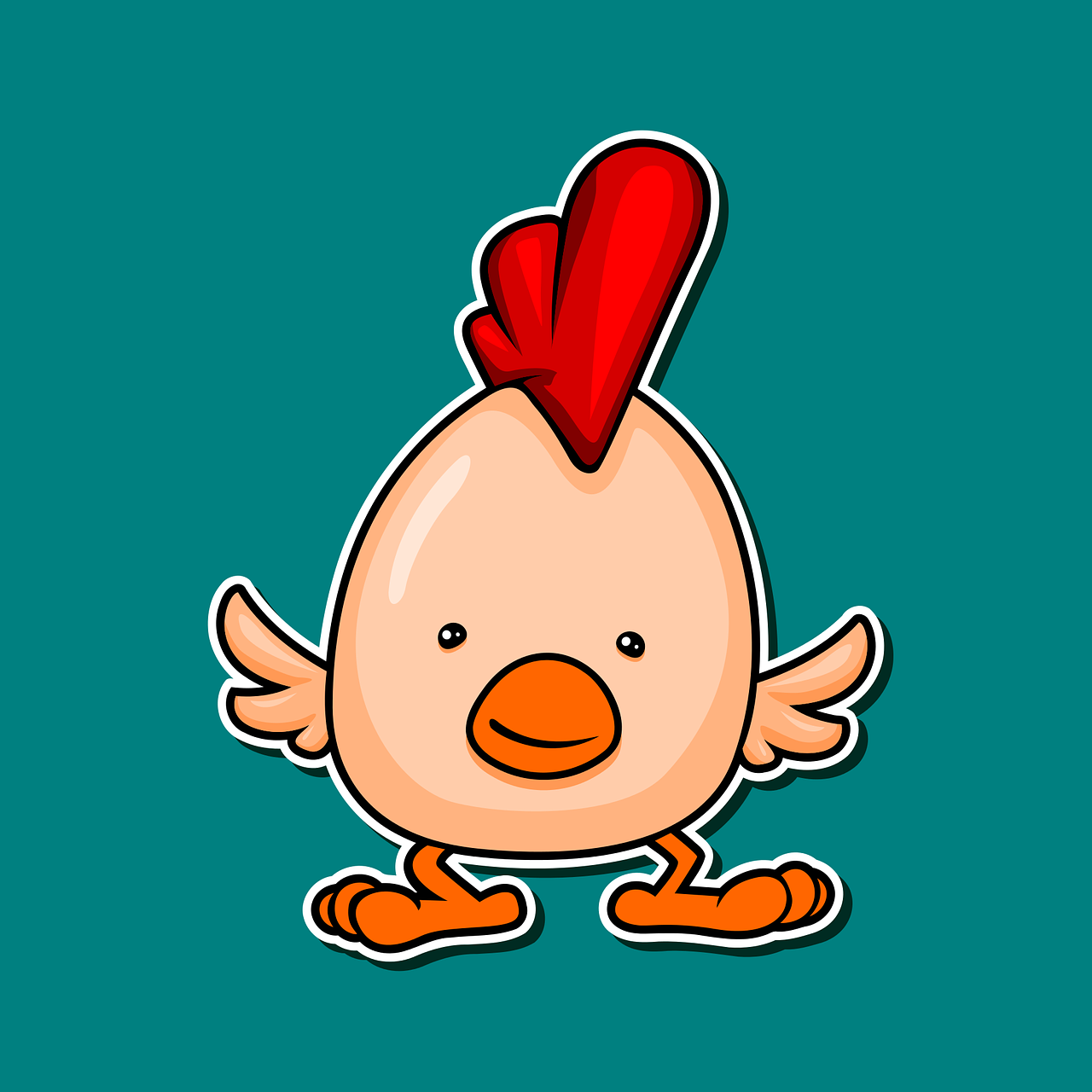 Dibujo pollo punki lindo-mascota