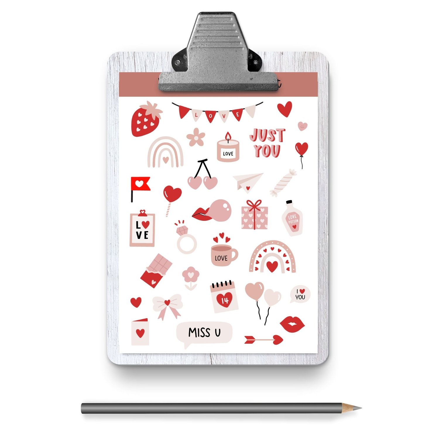 Valentines Day Sticker Sheet - 60+ Cute Love Stickers for Cards & Crafts