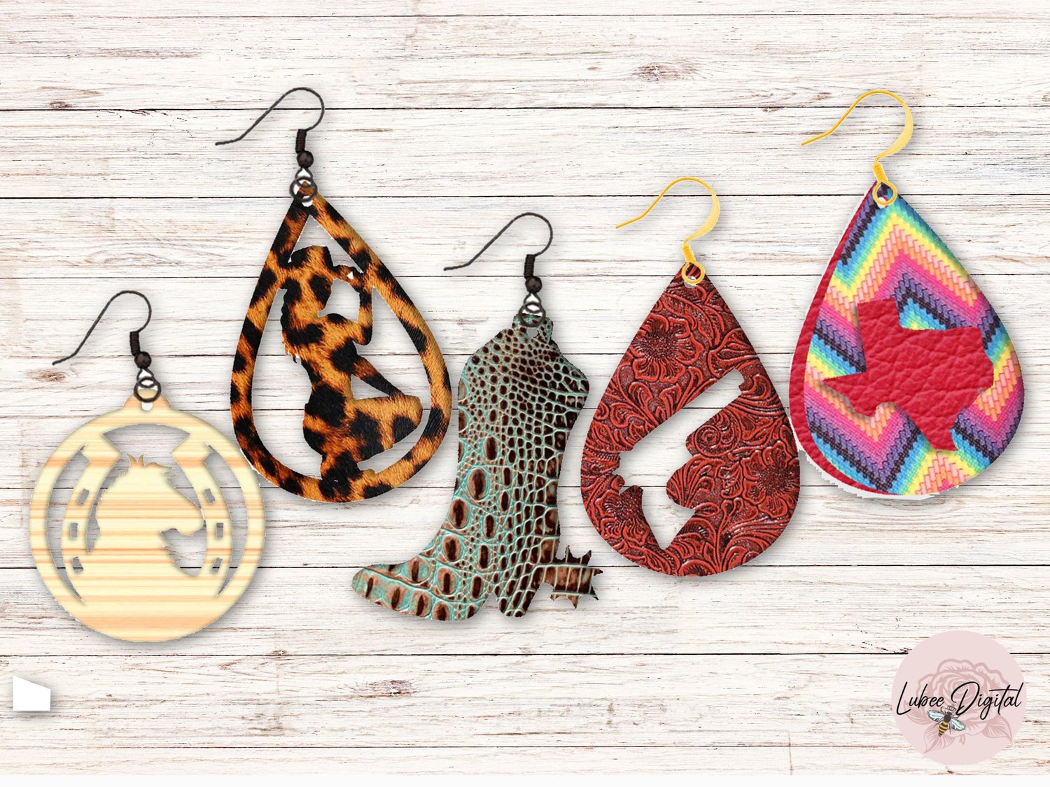 western vegan leather earrings