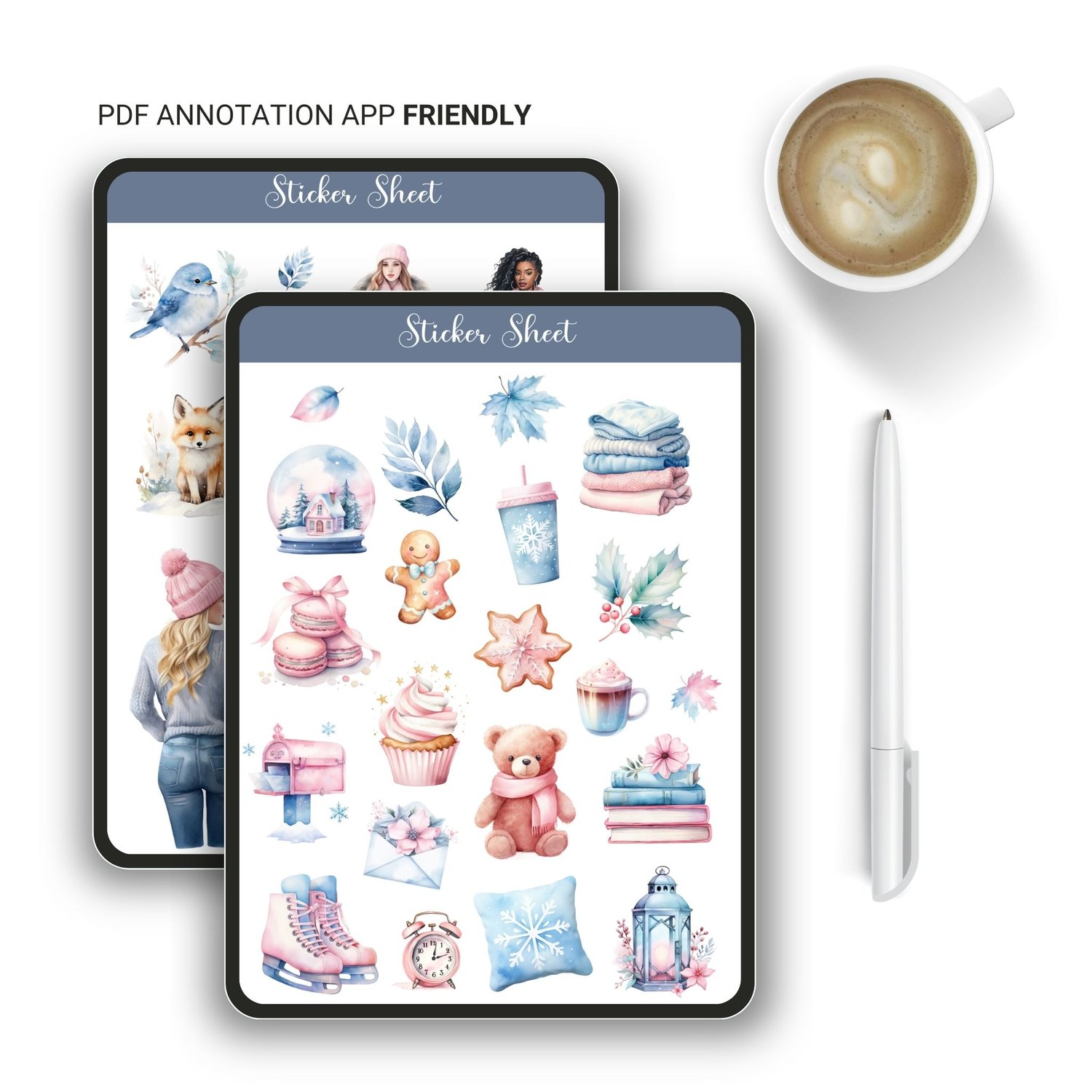 Winter Plannergirl Sticker Sheet - 30+ Adorable Winter Stickers for Planners & Journals