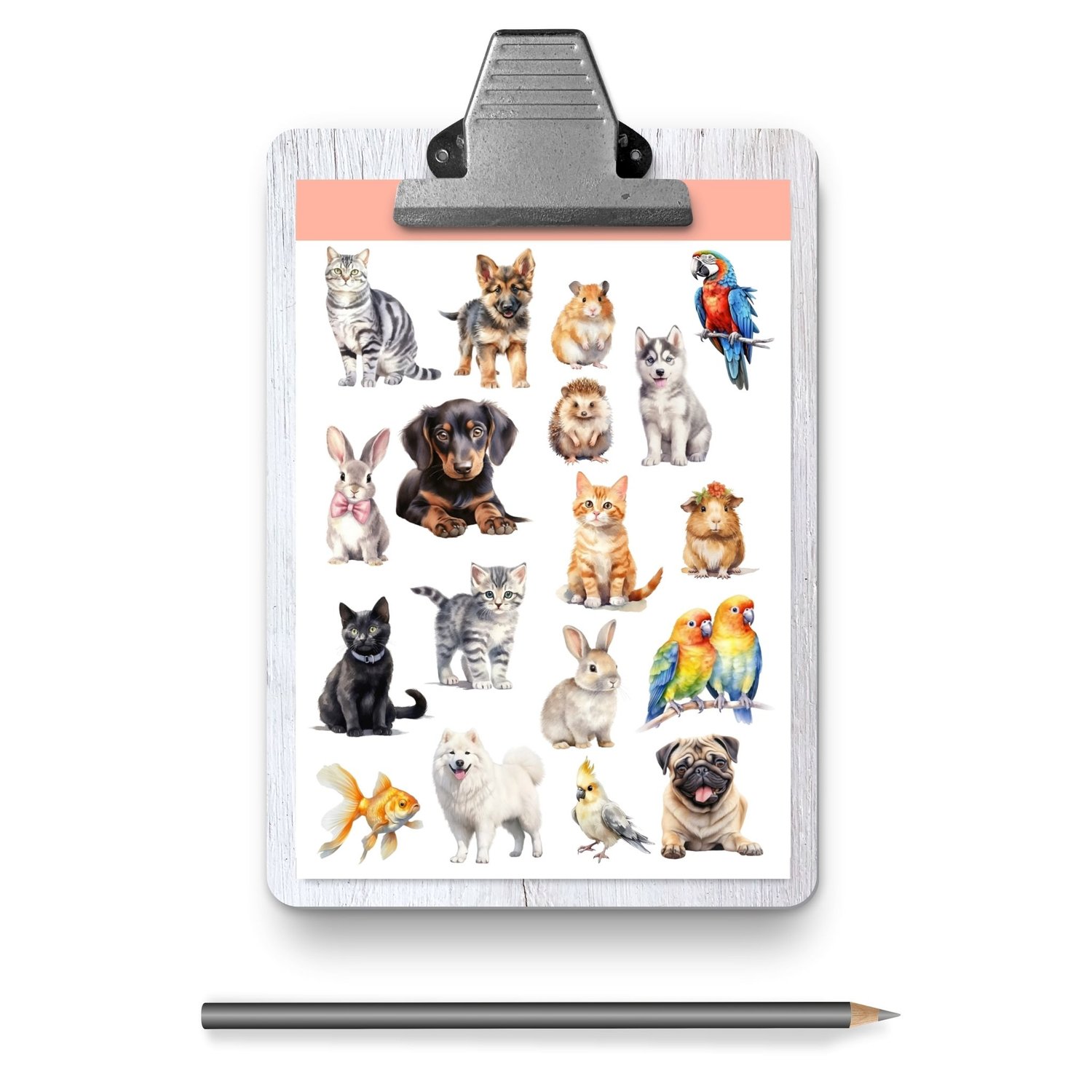 My Lovely Pets Sticker Sheet - 27 Adorable Animal Stickers for Planners & Journals