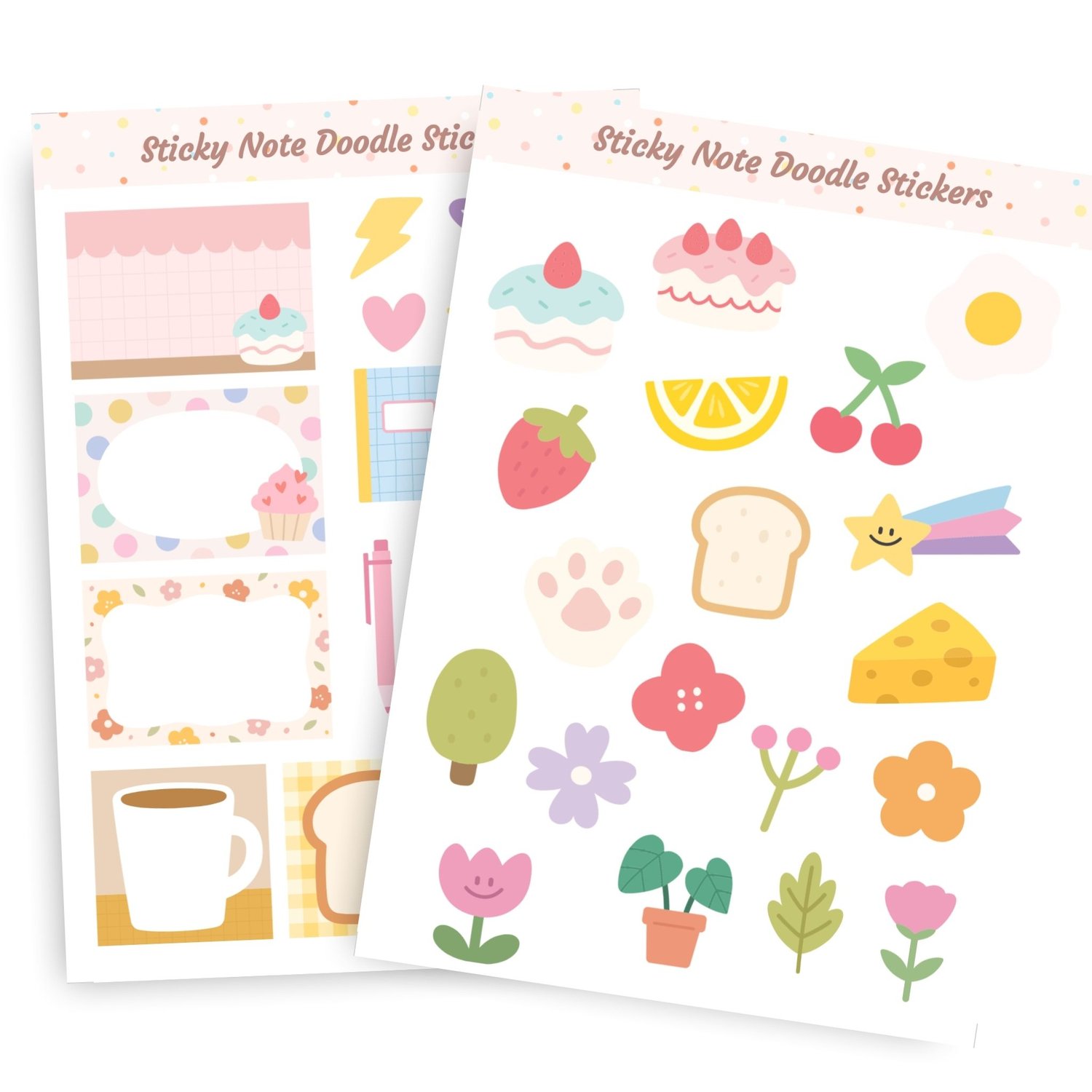 Sticky Note Doodle Stickers - 38 Colorful Planner Stickers for Organization & Fun
