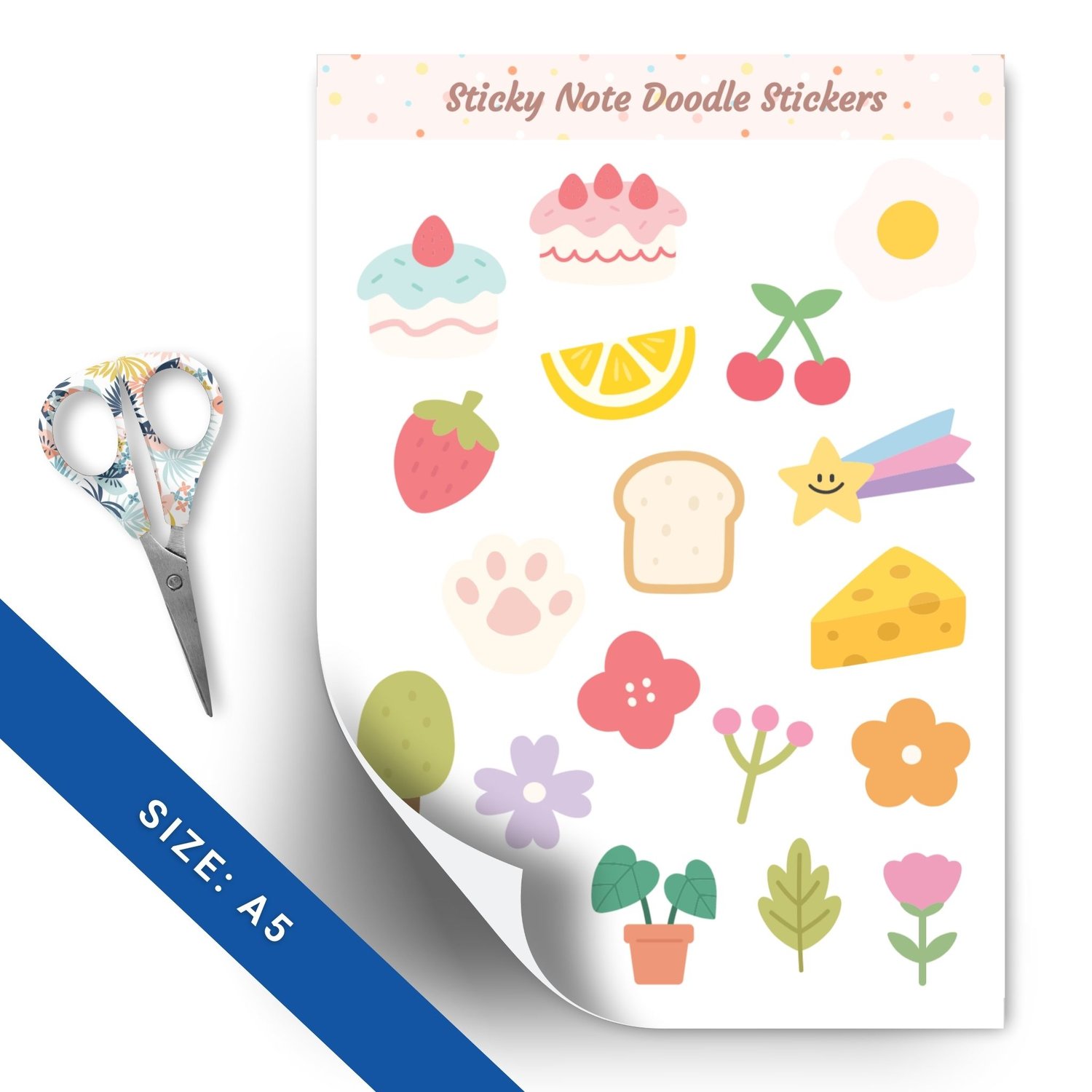 Sticky Note Doodle Stickers - 38 Colorful Planner Stickers for Organization & Fun